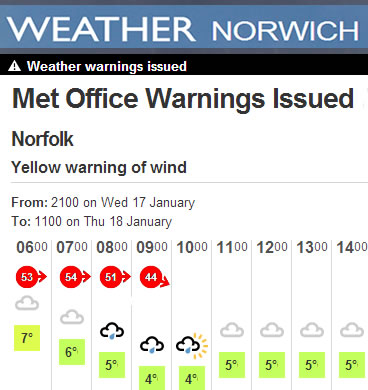 Norfolk weather warning for vunerable trees